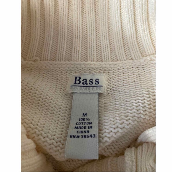Vintage Bass Turtleneck White Button Detail Sweater M - Picture 6 of 6